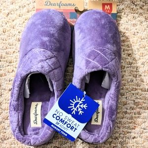 SLIDE-ON Purple Dearfoam Darcy Microfiber Velour Clog Slippers NWT